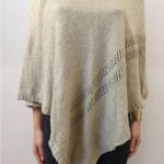 G.H. Bass & CO Beige Wool Blend Pointelle Poncho / Wrap / Shawl, Women's L 0067 Tan Photo 0