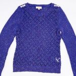 Modcloth  Impromptu Photoshoot Open Knit Sweater Purple Speckled Size Small Photo 4