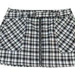 Rewind Plaid‎ Mini Skirt Retro Y2K Style 2X Buckle Front Pockets Black Gray White Photo 0