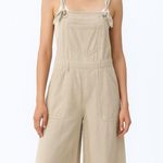 Anthropologie NEW Beige Sleeveless Baggy Wide Leg Palazzo Overall Jumpsuit Sz M Photo 4