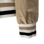Samantha Sipos Stripe Rib Knit Tan Bomber Jacket Flawed size large Photo 6