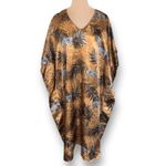 Vintage 90s Simply Basic Zebra Safari Print Orange Caftan Sleepwear Maxi Dress Size L Photo 1