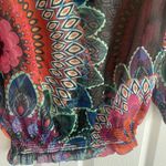 Desigual Sheer Blouse Small Tunic Floral Boho Smocked Artsy Smocked Hem Sheer Photo 4