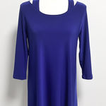 Clara Sun Woo Indigo Blue Cut Out Collarbone 3/4 Sleeve Rounded Hem Tunic XS Photo 0