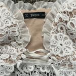 SheIn Size M White Lace Ruffle Trim Adjustable Strap Corset Tie-Hem Crop Top Photo 1