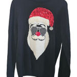 Angelo Litrico Santa Claus Ugly Sweater Women Lg Sparkling Embellished Christmas Black Photo 0