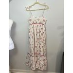 Olivia James Floral Midi Dress Tie Strap Cottagecore Smocked White Red Blue M Size M Photo 3