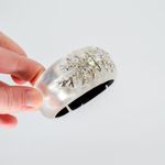 Alexis Bittar Alexis Bitter Handcarved Lucite and Crystal Hinged Statement Bangle Cuff Silver Photo 1