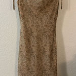 Jonathan Martin y2K  beige floral cowl neck midi dress in a silk blend Size 9 Photo 0