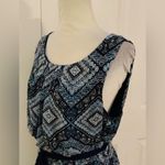 AB Studio  Blue Print Sleeveless Belted Defined Waist Knee Length Dress M Photo 1
