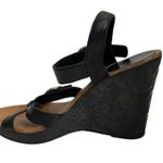 Coach Womens Elize Black Leather Signature Wedge Open Toe Strap Sandals Size 7M Photo 6