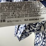 ZARA  Blue White Abstract Floral Button Down Shirt Womens L European Coastal Photo 5