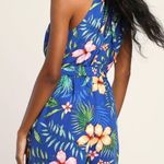 Lulus Tropical Floral Blue Halter Romper Photo 2