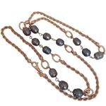 LN Bronze Italy & Honora Authentic Pearl Bluish Green Gray Long Station Necklace Photo 0