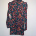 ZARA NWOT  Women’s Collared Shirt Dress Long Sleeve Floral Print Maroon Yellow S Photo 2