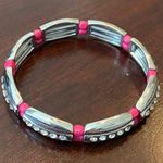 Lia Sophia EUC  Women's Silver Tone Pink Rhinestones Stretch Bracelet Jew… Photo 0