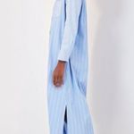 Pomander Place Plue Stripe Chessie Preppy Belted Shirt Maxi Dress Blue Size L Photo 1