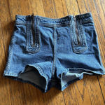 Free People  Shorts Womens 29 Blue Denim High Rise Zip Pocket Festival Casual Photo 0