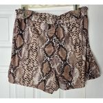 Pretty Little Thing PLT Brown Snakeskin Ruched Tie Waist High Rise Shorts Women’s Size 12 Large Photo 6