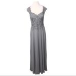 La Femme Silver Crepe Chiffon Embellished Bodice Gown 12 Style 23286 Photo 1