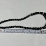 Womens SKU 7855 Black Beaded Necklace Geometric Bib like Pendant Silver Photo 3