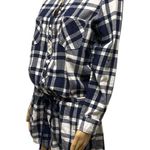 Aerie  Cotton Blue White Flannel Plaid Button Up Long Sleeve Short Romper Large Photo 1