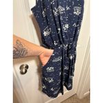 Gap  Navy White Tropical Scene Print Smocked Waist Romper Shorts Women's Medium Photo 4