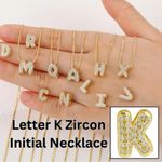 Balloon Zircon Letter K Initial Necklace Gold Photo 1