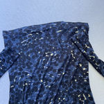 Fuzzi Made In‎ Italy Long Sleeve Blue Leopard Tee Shirt Black Blue Size XS Y2K Photo 5