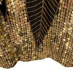 Vintage Gold Sequin Floral Leaf Top Beaded Pearl Disco Blouse size small Photo 3