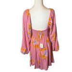 Free People NWT Francesca Floral Puff Long Sleeves Mini Dress Rose Pink Size Med Photo 8