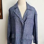 Lord and Taylor  Linen Notched Lapel Zip Up Lightweight Jacket Medium Photo 0