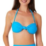 California Waves Blue Knotted Bandeau Bikini Top True Cyan Size Small Photo 0