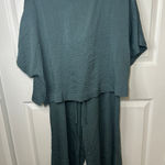 Adrianna Papell NWT‎  XL Blue Woven Crinkle Kimono Pant Set High Rise Lounge Set Photo 0