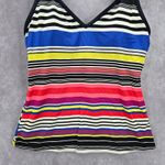 Jag Pink Multi Color Stripe Padded Stretch Swimwear Tankini Tank Top Medium M Photo 3
