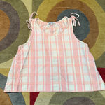 Madewell  Pink White Plaid Tie Sleeve Swing Cotton Tank Top Women’s Size Medium Photo 0