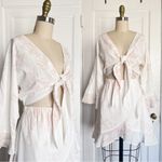 Sabo Skirt SABO • front cutout mini dress summer tie bust cream floral ruffle wrap Photo 1