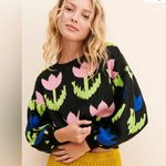 Free People PASTICHE for Floral Geometric Knit Sweater Photo 0