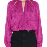 Veronica Beard Women’s 12 Magenta Pink Paisley Inlay Sionne Cut Outs Blouse Top Photo 0