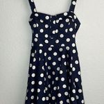 Modcloth iXiA Sundress  Summer Traveling Cupcake Dress Navy & White Polka Dots Photo 0