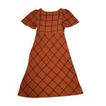 Modcloth Orange Plaid Flutter Sleeve V Neck Midi Dress Womens M Photo 12