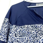 Athleta  Womens Half Zip UPF Swim Rash Guard Blue Long Sleeve Shirt Size L Swim Photo 1