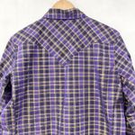 Wrangler  Womens Western Shirt Large Pearl Snap Metallic Plaid Cowboy Rodeo Ranch Photo 3