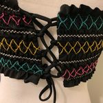 Island Soul  Black Embroidered Bandeau Swim Top Photo 5