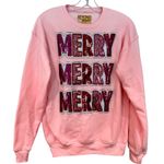 Beyond Shimmer AnaGails Very Merry Sweatshirt Women's Small Pink Sequin Holiday Photo 3