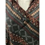 Democracy  Gray/Multi Boho Western FLEECE 1-Button DRAPED Fringe HOODED VEST Sz M Photo 2