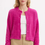 Levi's NWT Cat Cardigan Sweater Fuzzy Color: Festival Fuchsia - Pink Medium Photo 0