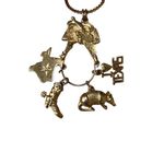 Unique Vintage Rare Vintage Texicana Pride Charm Necklace Western Southern Long Gold Chain Photo 0