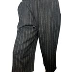 MIG Korea Design S Charcoal Gray Pinstripe Cotton Pull On Wide Leg Culotte Pants Photo 2