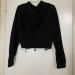 Forever 21 black pullover cropped hoodie raw hem size small Photo 3